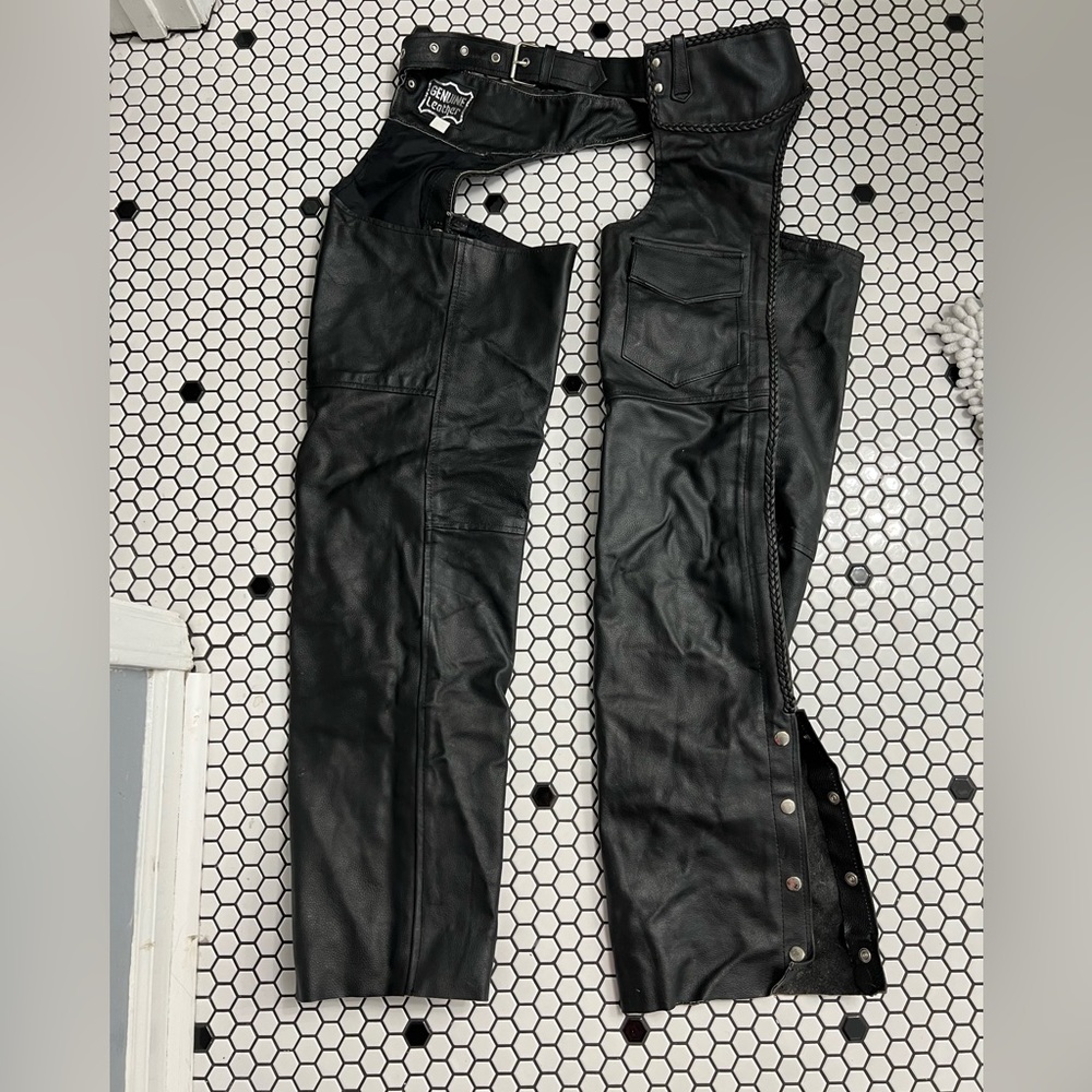 Jambières Cuir Hot Leathers Femme - Noir Taille S - Motard Zippers Snaps